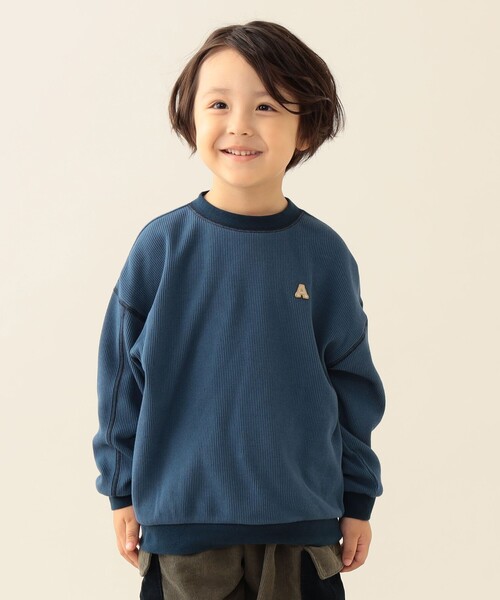 BEAMS mini（ビームスミニ）の「アルファベット ワッフル ロングスリーブ Tシャツ 2025FW（90～140cm）（Tシャツ/カットソー・キッズ・ベージュ/ブルー・100/140/120/110/90/130）」の4枚目の写真
