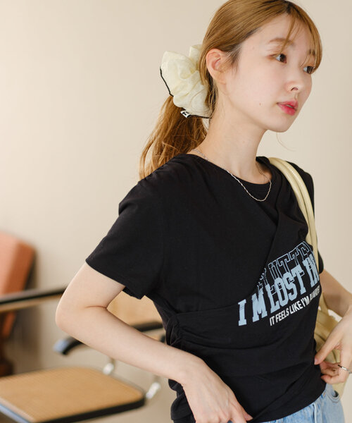 Kastane - カスタネティーシャツ セール】ロゴギャザーTEE（Tシャツ/カットソー）｜Kastane