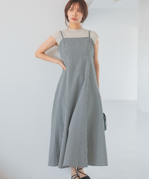 mysty woman(ミスティウーマン)の「【WEB限定】アソート柄キャミワンピース 575602(ワンピース・レディース・オフホワイト/ブラック系その他/ブラック/ブラック系その他2/ブラウン・FREE)」の3枚目の写真