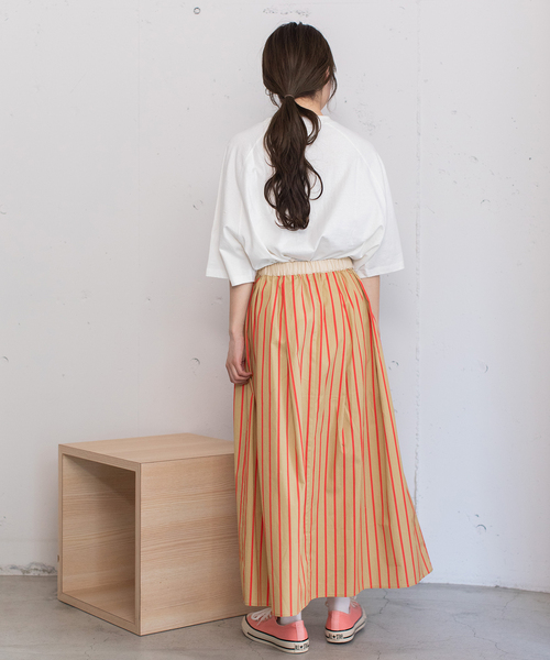 POU DOU DOU（プードゥドゥ）の「ストライプアウトポケットタックスカート（スカート・レディース・ベージュ/ブルー/アイボリー・M）」の20枚目の写真