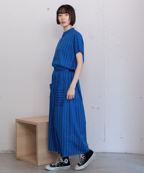 POU DOU DOU（プードゥドゥ）の「ストライプアウトポケットタックスカート（スカート・レディース・ベージュ/ブルー/アイボリー・M）」の11枚目の写真