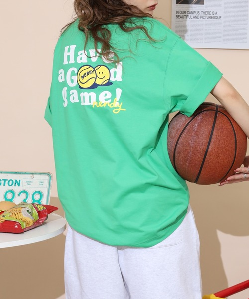 NERDY(ノルディ)の「ハヴァグッドゲーム S/S Tシャツ(Tシャツ/カットソー・レディース・ネイビー/ホワイト/グリーン・M/S/L)」の2枚目の写真