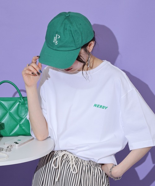 NERDY(ノルディ)の「ハヴァグッドゲーム S/S Tシャツ(Tシャツ/カットソー・レディース・ネイビー/ホワイト/グリーン・M/S/L)」の11枚目の写真
