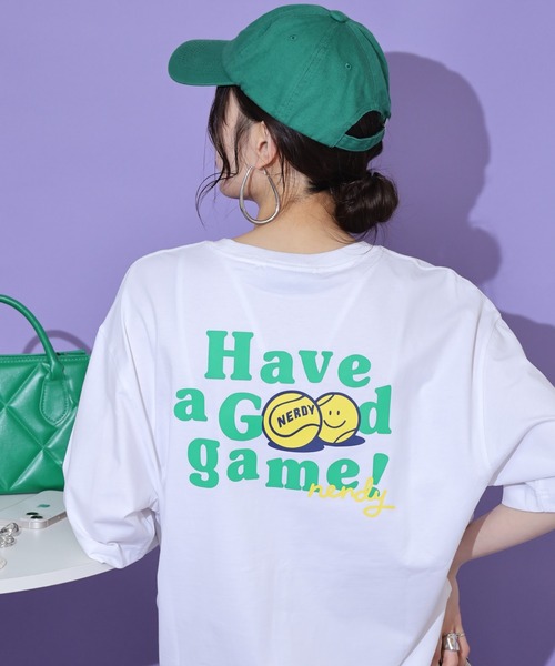 NERDY(ノルディ)の「ハヴァグッドゲーム S/S Tシャツ(Tシャツ/カットソー・レディース・ネイビー/ホワイト/グリーン・M/S/L)」の12枚目の写真
