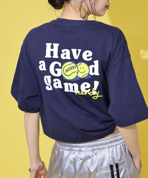 NERDY(ノルディ)の「ハヴァグッドゲーム S/S Tシャツ(Tシャツ/カットソー・レディース・ネイビー/ホワイト/グリーン・M/S/L)」の19枚目の写真