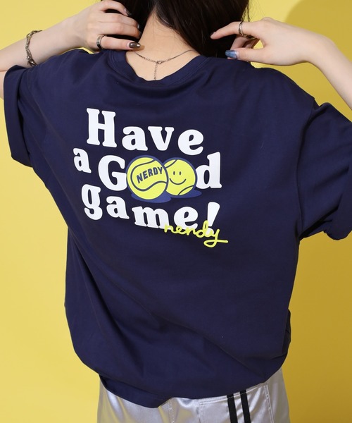 NERDY(ノルディ)の「ハヴァグッドゲーム S/S Tシャツ(Tシャツ/カットソー・レディース・ネイビー/ホワイト/グリーン・M/S/L)」の14枚目の写真