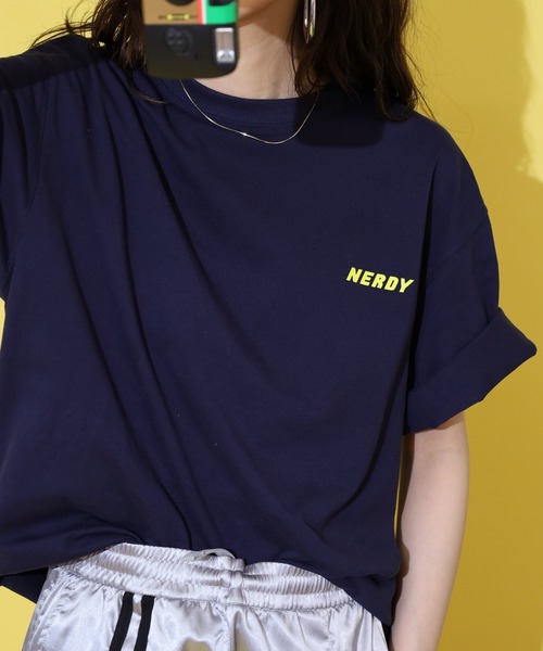 NERDY(ノルディ)の「ハヴァグッドゲーム S/S Tシャツ(Tシャツ/カットソー・レディース・ネイビー/ホワイト/グリーン・M/S/L)」の13枚目の写真