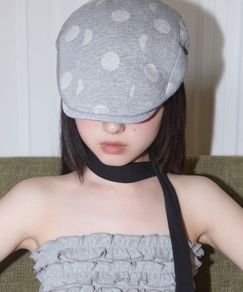 FANCY CLUB(ファンシークラブ)の「FANCY CLUB/ファンシークラブ Angel Dot Hunting Cap ハンチング(ハンチング/ベレー帽・レディース・グレー・1/2)」の1枚目の写真