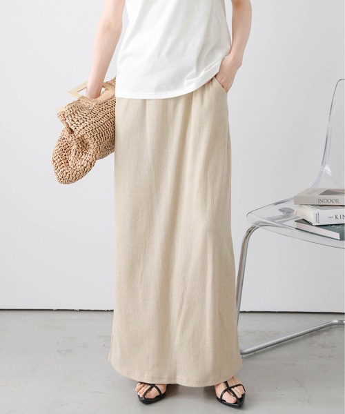 La-gemme（ラジェム）の「リラックスリブスカート（スカート・レディース・グレー/ブラック/ブラウン/ベージュ・フリー）」の4枚目の写真