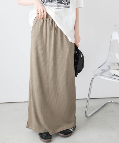 La-gemme（ラジェム）の「リラックスリブスカート（スカート・レディース・グレー/ブラック/ブラウン/ベージュ・フリー）」の3枚目の写真