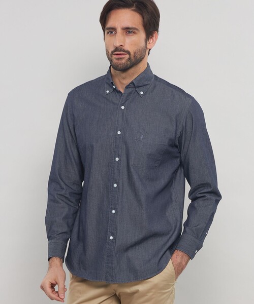 MACKINTOSH LONDON(マッキントッシュ ロンドン)の「ノンツイストコットンデニムボタンダウンシャツ(シャツ/ブラウス・メンズ・ブルー・M/L/XL)」の1枚目の写真