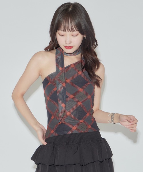 ROOPTOKYO（ループトウキョウ）の「ホルターネック チェック柄タンクトップ（Tシャツ/カットソー・レディース・レッド/ブルー・FREE）」の12枚目の写真