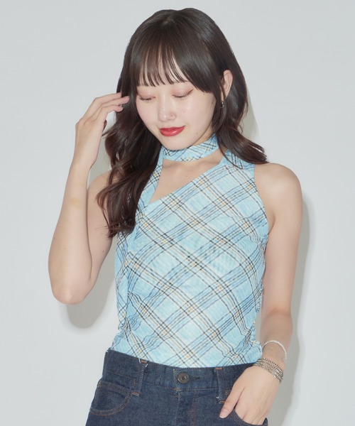 ROOPTOKYO（ループトウキョウ）の「ホルターネック チェック柄タンクトップ（Tシャツ/カットソー・レディース・レッド/ブルー・FREE）」の17枚目の写真