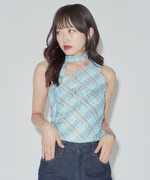 ROOPTOKYO（ループトウキョウ）の「ホルターネック チェック柄タンクトップ（Tシャツ/カットソー・レディース・レッド/ブルー・FREE）」の16枚目の写真
