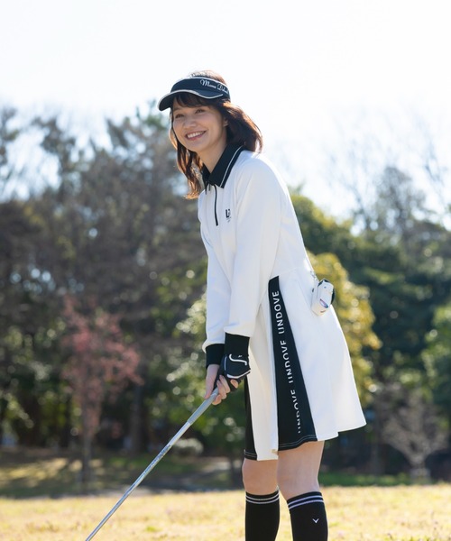 UNDOVEgolf【三枝こころコラボ】衿付配色切替ワンピース (ゴルフウェア