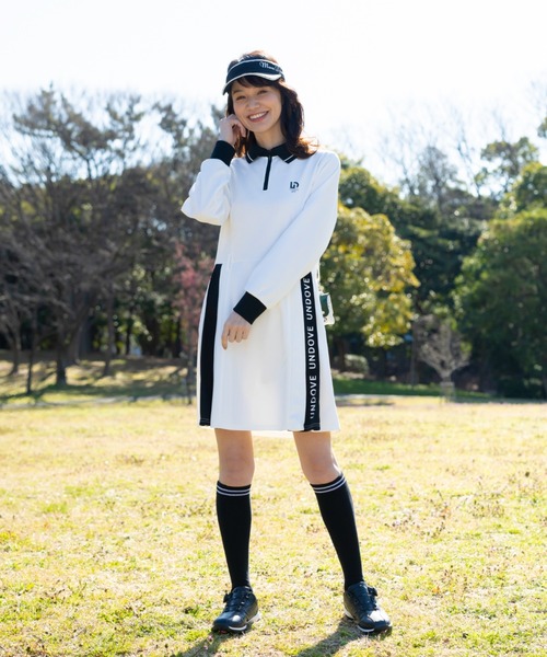 新品タグ付き DOCUS レディース ゴルフウェア DDワンピース UNDOVEgolf【三枝こころコラボ】衿付配色切替ワンピース (ゴルフウェア