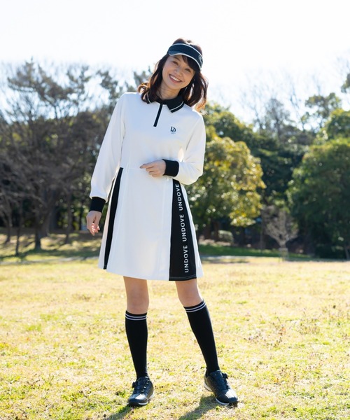 セール】UNDOVEgolf【三枝こころコラボ】衿付配色切替ワンピース