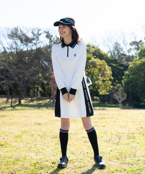 セール】UNDOVEgolf【三枝こころコラボ】衿付配色切替ワンピース