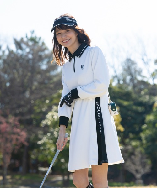 セール】UNDOVEgolf【三枝こころコラボ】衿付配色切替ワンピース