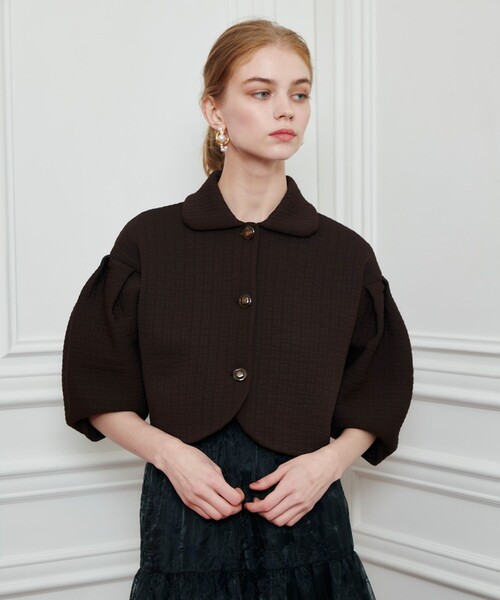 セール】【LOULOU WILLOUGHBY】ダブルジャガードパフニットジャケット