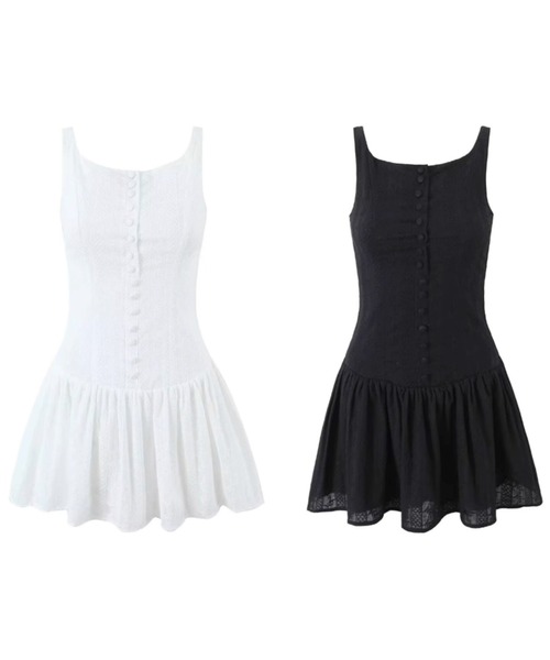 .KOM(ドットコム)の「A'GEM/9 × .kom 『.KOM/ドットケーオーエム』レースワンピース(シャツワンピース・レディース・ブラック/ホワイト・FREE)」の3枚目の写真