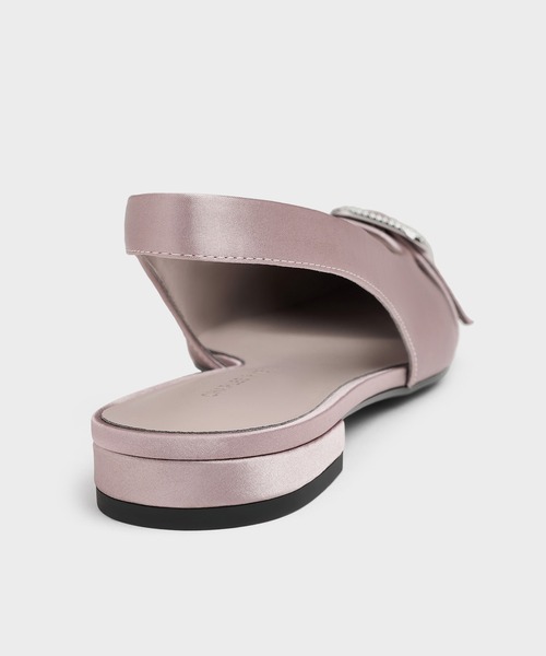 CHARLES & KEITH(チャールズ & キース)の「サテン クリスタルバックルスリングバックフラット(パンプス・レディース・スモークピンク/ブラック系その他2・22.5cm/23cm/23.5cm/24.5cm/25cm/25.5cm)」の9枚目の写真