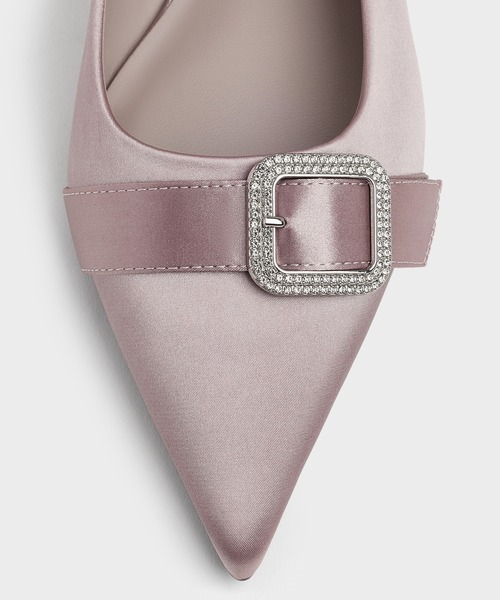 CHARLES & KEITH(チャールズ & キース)の「サテン クリスタルバックルスリングバックフラット(パンプス・レディース・スモークピンク/ブラック系その他2・22.5cm/23cm/23.5cm/24.5cm/25cm/25.5cm)」の10枚目の写真