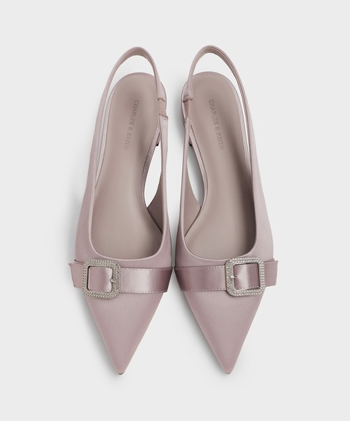 CHARLES & KEITH(チャールズ & キース)の「サテン クリスタルバックルスリングバックフラット(パンプス・レディース・スモークピンク/ブラック系その他2・22.5cm/23cm/23.5cm/24.5cm/25cm/25.5cm)」の11枚目の写真