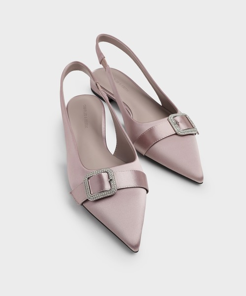 CHARLES & KEITH(チャールズ & キース)の「サテン クリスタルバックルスリングバックフラット(パンプス・レディース・スモークピンク/ブラック系その他2・22.5cm/23cm/23.5cm/24.5cm/25cm/25.5cm)」の12枚目の写真