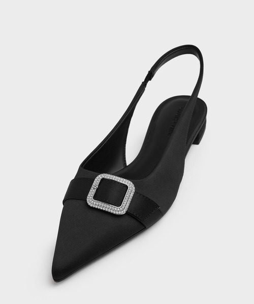CHARLES & KEITH(チャールズ & キース)の「サテン クリスタルバックルスリングバックフラット(パンプス・レディース・スモークピンク/ブラック系その他2・22.5cm/23cm/23.5cm/24.5cm/25cm/25.5cm)」の5枚目の写真