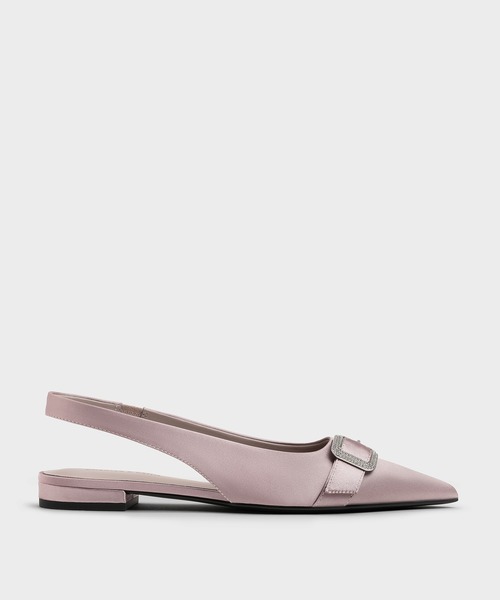 CHARLES & KEITH(チャールズ & キース)の「サテン クリスタルバックルスリングバックフラット(パンプス・レディース・スモークピンク/ブラック系その他2・22.5cm/23cm/23.5cm/24.5cm/25cm/25.5cm)」の14枚目の写真