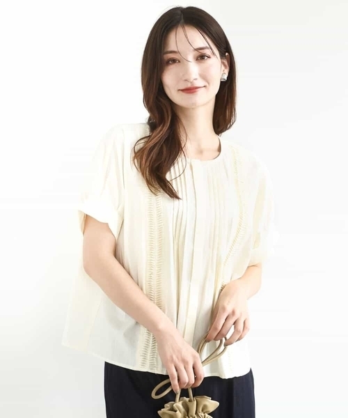 ブラウス シャツ コットンボイルピンタックデザインブラウス/洗える レディース セール】〈手洗い可能〉コットンボイル ピンタック デザイン