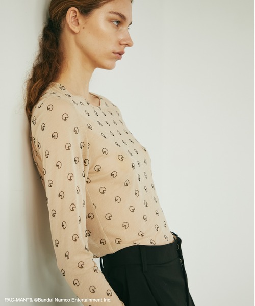 beautiful people（ビューティフルピープル）の「PAC-MAN sheer jersey crew neck top（Tシャツ/カットソー・レディース・ブラック/ベージュ・36/38）」の2枚目の写真