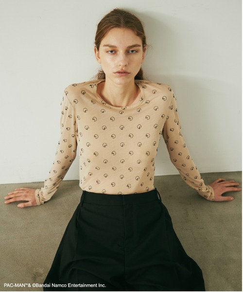 beautiful people（ビューティフルピープル）の「PAC-MAN sheer jersey crew neck top（Tシャツ/カットソー・レディース・ブラック/ベージュ・36/38）」の5枚目の写真