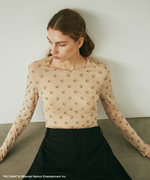 beautiful people（ビューティフルピープル）の「PAC-MAN sheer jersey crew neck top（Tシャツ/カットソー・レディース・ブラック/ベージュ・36/38）」の6枚目の写真