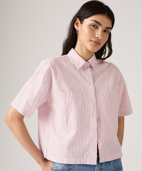 Levi's(リーバイス)の「Levi's/リーバイス HARLIE SS クロップドシャツ(シャツ/ブラウス・レディース・レッド・XS/S/M)」の1枚目の写真