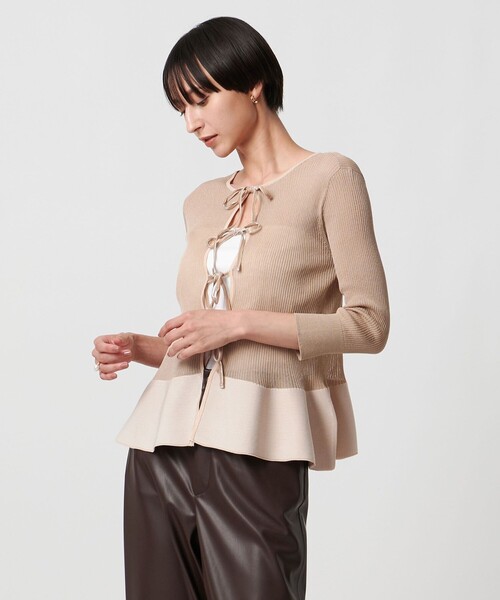 UNITED ARROWS（ユナイテッドアローズ）の「シアー リボン 2WAYカーディガン ウォッシャブル（カーディガン/ボレロ・レディース・ブラック/ベージュ/ネイビー・FREE）」の2枚目の写真