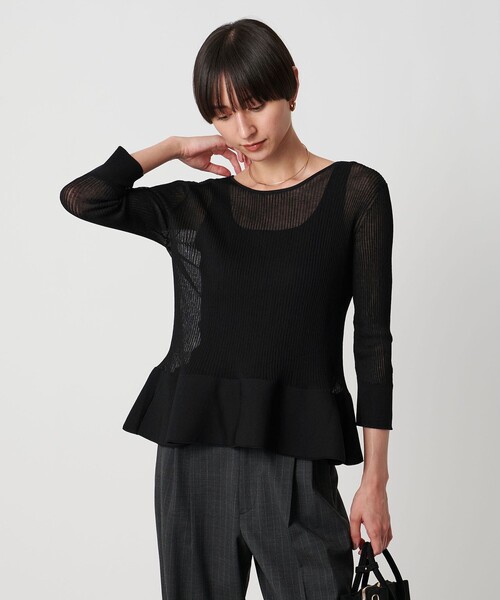 UNITED ARROWS（ユナイテッドアローズ）の「シアー リボン 2WAYカーディガン ウォッシャブル（カーディガン/ボレロ・レディース・ブラック/ベージュ/ネイビー・FREE）」の7枚目の写真