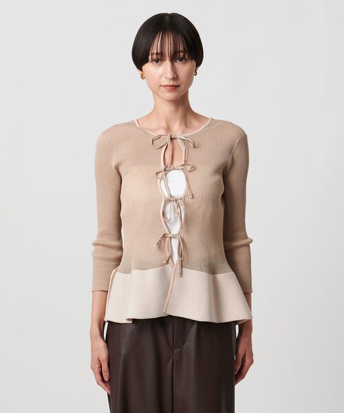 UNITED ARROWS（ユナイテッドアローズ）の「シアー リボン 2WAYカーディガン ウォッシャブル（カーディガン/ボレロ・レディース・ブラック/ベージュ/ネイビー・FREE）」の15枚目の写真