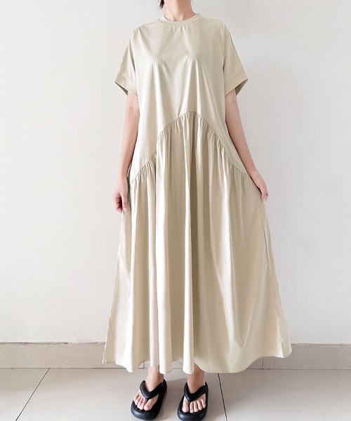Doux Belle(ドゥーベル)の「Aラインシンプルロングワンピース(ワンピース・レディース・ベージュ/ライトブラウン/カーキ/ブラック・FREE)」の15枚目の写真