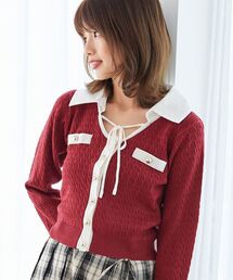 MAJESTIC LEGON | デコルテオープンバイカラー襟ニット(ニット/セーター)