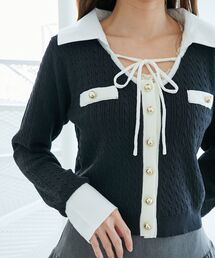 MAJESTIC LEGON | デコルテオープンバイカラー襟ニット(ニット/セーター)