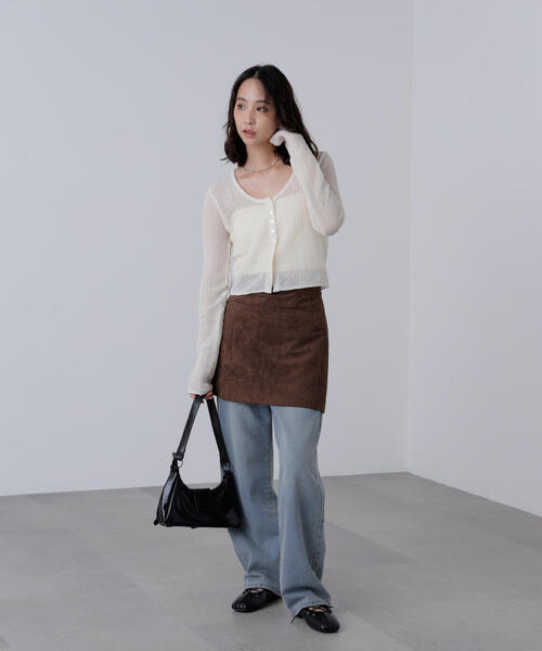 FREE'S MART(フリーズマート)の「シアーラウンドネックニットカーディガン(カーディガン/ボレロ・レディース・ホワイト/イエロー/ボルドー・FREE)」の14枚目の写真