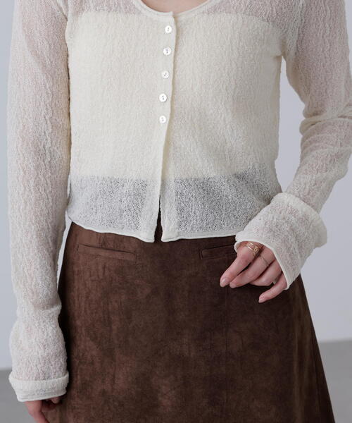 FREE'S MART(フリーズマート)の「シアーラウンドネックニットカーディガン(カーディガン/ボレロ・レディース・ホワイト/イエロー/ボルドー・FREE)」の22枚目の写真