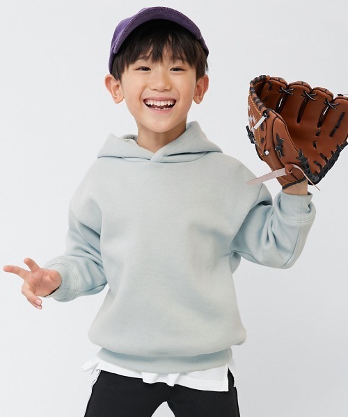 devirock（デビロック）の「ビッグシルエット 裏起毛プルパーカー（パーカー・キッズ・ライトグレー/ベージュ系/グリーン系/ピンク系/ブラック/ダークグリーン・100cm/110cm/120cm/130cm/140cm/150cm/160cm）」の5枚目の写真