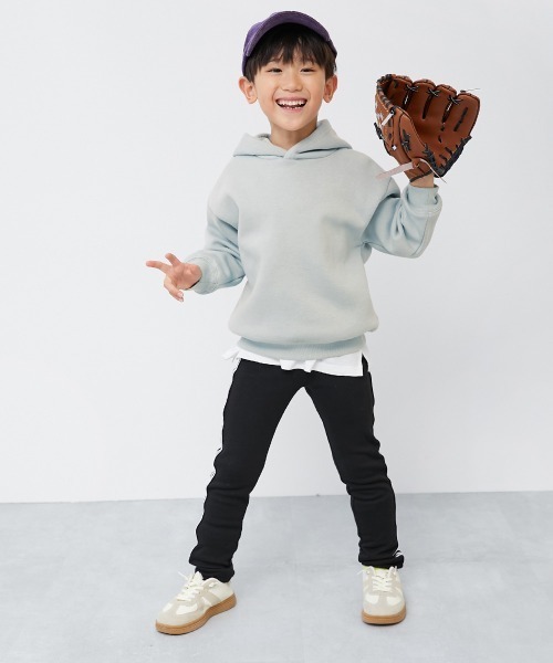 devirock（デビロック）の「ビッグシルエット 裏起毛プルパーカー（パーカー・キッズ・ライトグレー/ベージュ系/グリーン系/ピンク系/ブラック/ダークグリーン・100cm/110cm/120cm/130cm/140cm/150cm/160cm）」の11枚目の写真