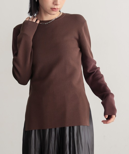 for/c(フォーシー)の「コットン混やわらかリブニット【サスティナブル】(ニット/セーター・レディース・ブルー/ブラウン/オフホワイト/ブラック・L/M)」の3枚目の写真