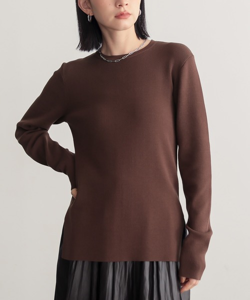 for/c(フォーシー)の「コットン混やわらかリブニット【サスティナブル】(ニット/セーター・レディース・ブルー/ブラウン/オフホワイト/ブラック・L/M)」の17枚目の写真