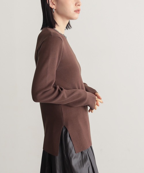 for/c(フォーシー)の「コットン混やわらかリブニット【サスティナブル】(ニット/セーター・レディース・ブルー/ブラウン/オフホワイト/ブラック・L/M)」の18枚目の写真