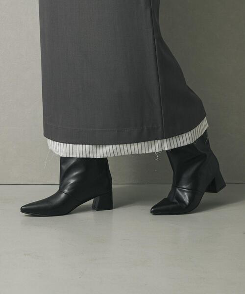SENSE OF PLACE by URBAN RESEARCH（センスオブプレイスバイアーバンリサーチ）の「ワイドシャフトミドルブーツ（ブーツ・レディース・ブラック/ベージュ・SMALL/LARGE/MEDIUM）」の3枚目の写真